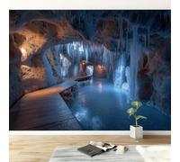 Carta da parati fotografica 200 x 140 cm, Cascata Di Cubetti Di Ghiaccio Nello Spazio Carta da parati murale non tessuta stampata per soggiorno camera da letto cameretta poster arte da parete, Azzurro