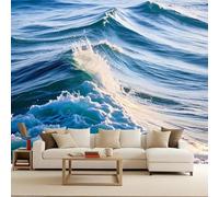Carta da Parati Fotografica 200x140 cm Mare Onde Oceano Tempesta Paesaggio Effetti 3D Murale Moderna Non Tessuto Opaco Poster da Parete Per Camera da Letto Soggiorno Ufficio Decorazione Domestica