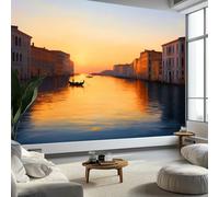 Carta Da Parati Fotografica 300 x 210 cm Città Canale Di Venezia Vello Sfondo Murale per Pareti Soggiorno Camera Da Letto Sala Fotomurali In Tessuto Non Tessuto, Giallo