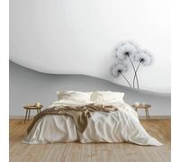 Carta Da Parati Fotografica 300 x 210 cm Minimalismo Piante Denti Di Leone Vello Sfondo Murale per Pareti Soggiorno Camera Da Letto Sala Fotomurali In Tessuto Non Tessuto, Grigio