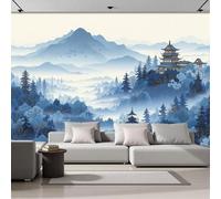 Carta Da Parati Fotografica 300L×210Acm Pittura Paesaggistica | Foresta Paesaggio Architettonico Decorazione Murale Soggiorno Camera Da Letto | Blu