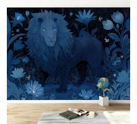 Carta da parati fotografica 308 x 220 cm, Fiore Di Leone Animale Carta da parati murale non tessuta stampata per soggiorno camera da letto cameretta poster arte da parete, Blu Navy
