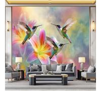 Carta Da Parati Fotografica 368 x 254 cm Fiori E Uccelli Fantastici Vello Sfondo Murale per Pareti Soggiorno Camera Da Letto Sala Fotomurali In Tessuto Non Tessuto, Colore
