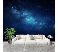 Carta Da Parati Fotografica 3d Effetto Cielo Stellato Da Sogno Moderna Design Carta per Pareti Soggiorno Camera Da Letto Sala Blu Fotomurali In Tessuto Non Tessuto TNT 350x256 cm