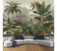 Carta Da Parati Fotografica 3D Effetto Denso Giungla Piante,250×170cm Fotomurali Moderna Decorazione XL Poster Gigante Foglie Banano Tropicale Design Carta,Fotomurali In Tessuto Non Tessuto TNT Verde
