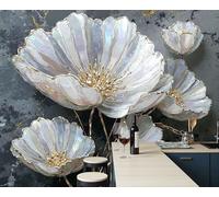 Carta Da Parati Fotografica 3D Effetto Rilievo Floreale 3D Dipinto Ad Olio, Non Include Colla, Piante Nordiche Bianco Nero Carta Per Pareti Soggiorno Camera Da Letto Sala Fotomurali Poster, 200X140Cm