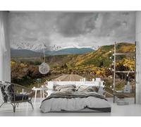 Carta Da Parati Fotografica 3D Paesaggio stradale con alberi, 300x210cm Fotomurale Murale Decorazione Della Parete Soggiorno Carta Parati Fotomurali Moderna Camera Da Letto
