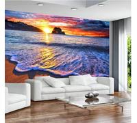 Carta Da Parati Fotografica 3D Personalizzata Paesaggio Della Spiaggia Al Tramonto E All'Alba Poster Fotografico Murale Per Soggiorno,Camera Da Letto,Tv,Sfondo,Decorazione Per La Casa-250X175Cm