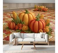Carta da parati fotografica 3D zucca e pannocchia di mais, design realistico, tessuto di seta, camera da letto, soggiorno, parete di sfondo TV, decorazione murale, 250 cm x 175 cm