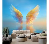 Carta Da Parati Fotografica 400 x 280 cm Ali D'Angelo Da Sogno 3D Vello Sfondo Murale per Pareti Soggiorno Camera Da Letto Sala Fotomurali In Tessuto Non Tessuto, Blu