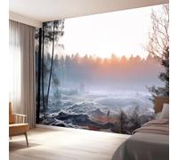 Carta da Parati Fotografica 400 x 280 cm - Paesaggio Forestale Fotografia Naturalistica Carta da Parati per Grande TV Sfondo Decorazione, Grigio Murales in Tessuto Non Tessuto per Camera da Letto
