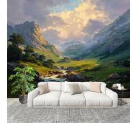 Carta da parati Fotografica 400x280 cm Montagne Maestose E Praterie Impermeabil Resistente ai raggi UV, inodore Rimovibile Carta per Pareti Verde Soggiorno Da Letto Sala Murale Panoramico