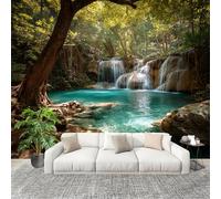 Carta da parati Fotografica 400x280 cm Paesaggio Della Cascata Nella Junglea Impermeabil Resistente ai raggi UV, inodore Rimovibile Carta per Pareti Verde Soggiorno Da Letto Sala Murale Panoramico