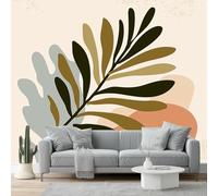 Carta Da Parati Fotografica Boemia Piante Foglie Di Felce, 200 x 140 cm Tessuti Non Tessuti Murale Poster Gigante Design Per Soggiorno Camera Da Letto Ufficio Camera Dei Bambini, Marrone Verde