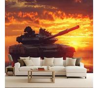 Carta da Parati Fotografica Carri Armati Veicoli Blindati Tanks Effetto 3D Murales Moderna Non Tessuto Opaco Fotomurale Per Camera da Letto Soggiorno Ufficio Decorazione Poster Domestica 400x280 cm