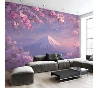 Carta da Parati Fotografica, Carta da Parati Murale con Stampa Fiori Di Ciliegio Monte Fuji Sogno Paesaggio 3D, 150Lx105A cm Rosa Fotomurali Bagno Wallpaper Cucina Camera Decorazione Murali