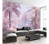 Carta da Parati Fotografica, Carta da Parati Murale con Stampa Tropicale Vegetazione Foresta Pluviale Paesaggio 3D, 300Lx210A cm Rosa Fotomurali Bagno Wallpaper Cucina Camera Decorazione Murali