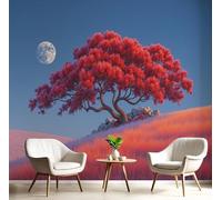 Carta da Parati Fotografica Colline Mangrovie 350× 256cm Non Tessuto Effetti 3D Murale,Astratto Alberi Sotto Il Cielo Poster Decor da Parete Per Soggiorno Ufficio Camera dei Muro di Sfondo 350× 256cm