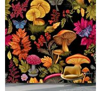 Carta da Parati Fotografica con Botanica Elementi Forestali Funghi, Grande Sfondo Decorazione per TV 400 x 280 cm, Verde Carta da Parati Murale Poster da Parete per Camera da Letto