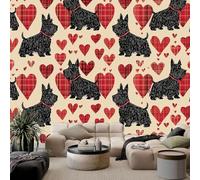 Carta da parati fotografica con effetto 3D, motivo a cuori e cane, in tessuto non tessuto giallo chiaro, ideale per soggiorno, camera da letto, cameretta dei bambini, parete dietro la TV, 400 cm x 280