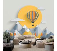 Carta da parati fotografica con geometria, montagne e mongolfiere, effetto 3D, in tessuto non tessuto, murale decorativo per pareti di soggiorno, camera da letto, cameretta dei bambini, ufficio, corri