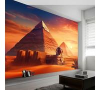 Carta da Parati Fotografica con Natura Estampado, 350 x 256 cm Grande Carta da Parati Non Tessuto per Soggiorno Camera Ufficio Decorazione, Piramidi Deserti 3D Effetto murale