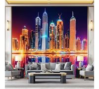 Carta da parati fotografica di lusso con città edificio luci del lago, murale in tessuto non tessuto per camera da letto per camera da letto per la decorazione della stanza dei bambini, carta da