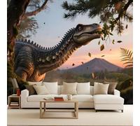 Carta da Parati Fotografica Dinosauri Vulcani Giurassico Animali 100x70 cm Non Tessuto Opaco Effetti 3D Murale Moderna Poster Decor da Parete Per Soggiorno Ufficio Camera dei Bambini Muro di Sfondo