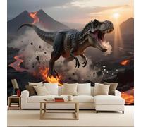 Carta da Parati Fotografica Dinosauri Vulcani Giurassico Animali 100x70 cm Non Tessuto Opaco Effetti 3D Murale Moderna Poster Decor da Parete Per Soggiorno Ufficio Camera dei Bambini Muro di Sfondo