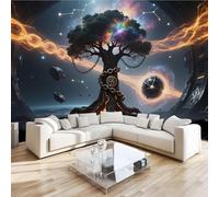 Carta da parati fotografica effetto 3D Albero Della Vita Universo camera da letto, soggiorno,Fotomurali in TNT Murale alla moda Decorazione da Muro, Vulcano Astratto Poster Gigante Design 200x140 cm