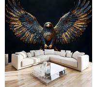 Carta da parati fotografica effetto 3D Aquila Animale camera da letto, soggiorno,Fotomurali in TNT Murale alla moda Decorazione da Muro, Ali Dorate Poster Gigante Design 300x230 cm