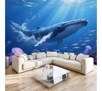 Carta da parati fotografica effetto 3D Balena Medusa camera da letto, soggiorno,Fotomurali in TNT Murale alla moda Decorazione da Muro, Sotto Il Mare Sogna Poster Gigante Design 250x175 cm