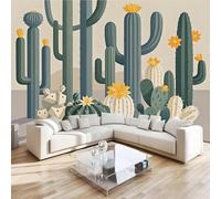 Carta da parati fotografica effetto 3D Cactus Dipinto camera da letto, soggiorno,Fotomurali in TNT Murale alla moda Decorazione da Muro, Tropicale Piante Poster Gigante Design 366x254 cm