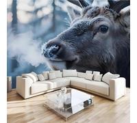Carta da parati fotografica effetto 3D Cervo Sika Animale camera da letto, soggiorno,Fotomurali in TNT Murale alla moda Decorazione da Muro, Tropicale Foresta Poster Gigante Design 250x175 cm