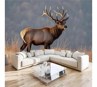 Carta da parati fotografica effetto 3D Cervo Sika Animale camera da letto, soggiorno,Fotomurali in TNT Murale alla moda Decorazione da Muro, Tropicale Prateria Poster Gigante Design 366x254 cm