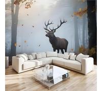 Carta da parati fotografica effetto 3D Cervo Sika Animale camera da letto, soggiorno,Fotomurali in TNT Murale alla moda Decorazione da Muro, Tropicale Foresta Poster Gigante Design 300x230 cm