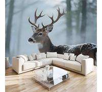 Carta da parati fotografica effetto 3D Cervo Sika Animale camera da letto, soggiorno,Fotomurali in TNT Murale alla moda Decorazione da Muro, Tropicale Foresta Poster Gigante Design 366x254 cm