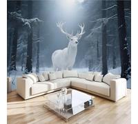 Carta da parati fotografica effetto 3D Cervo Sika Bianco camera da letto, soggiorno,Fotomurali in TNT Murale alla moda Decorazione da Muro, Foresta Natura Poster Gigante Design 122x91 cm