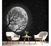 Carta da Parati Fotografica Fantasia Luna Piena 400×280cm Non Tessuto Effetti 3D Murale, Cielo Stellato Rami D'Albero Poster Decor da Parete Per Soggiorno Ufficio Camera dei Muro di Sfondo 400×280cm