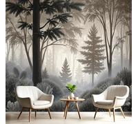 Carta Da Parati Fotografica Foresta Nebbiosa Premium Seta - Paesaggio Misterioso - 350X256Cm - Fotomurali Decorazione Murale Moderna Marrone Ruggine Poster Gigante Camera Da Letto Soggiorno