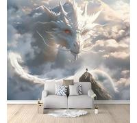 Carta Da Parati Fotografica Il Maestoso Drago Dell'Est - Moderna Bianco Design Carta per Pareti Soggiorno Camera Da Letto Sala Fotomurali In Tessuto Non Tessuto 400 x 280 cm