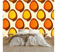 Carta da Parati Fotografica in Tessuto Non Tessuto Arte Astratta Design Moderno 3D per Soggiorno Camera da Letto Ufficio Ovali Arancioni E Gialli Decorazione Murale Facile da Applicare, 400 x 280 cm