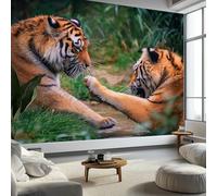 Carta da Parati Fotografica in Tessuto Non Tessuto Fotografia Naturalistica Design Moderno 3D per Soggiorno Camera da Letto Ufficio Foresta Animale Tigre Murale Facile da Applicare, 400 x 280 cm