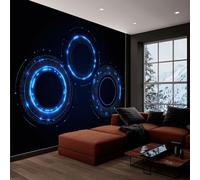 Carta da parati fotografica in tessuto non tessuto Futurismo, decorazione murale Moderno Alone Blu per soggiorno camera da letto e ufficio 450 x 280 cm