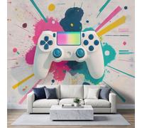Carta da parati fotografica in tessuto non tessuto, resistente alla luce, motivo controller di gioco, 250 x 175 cm, Full HD, moderno, effetto sport, per soggiorno e camera da letto