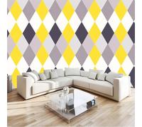 Carta da Parati Fotografica in Tessuto Non Tessuto, Stile Minimalista per Soggiorno Camera da Letto Ufficio Texture Geometrica A Rombo Astratto Decorazione Murale Facile da Applicare, 400 x 280 cm