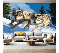 Carta da Parati Fotografica Lupo delle nevi animale 350x250 cm Fotomurali Poster Giganti TNT Murale Art Sfondo Moderne Decorazione Soggiorno Camera de Letto Sala Ufficio