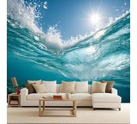 Carta da Parati Fotografica Mare Onde Oceano Tempesta Paesaggio 150x105 cm Non Tessuto Opaco Effetti 3D Murale Moderna Poster Decor da Parete Per Soggiorno Ufficio Camera dei Bambini Muro di Sfondo