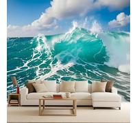 Carta da Parati Fotografica Mare Onde Oceano Tempesta Paesaggio 150x105 cm Non Tessuto Opaco Effetti 3D Murale Moderna Poster Decor da Parete Per Soggiorno Ufficio Camera dei Bambini Muro di Sfondo