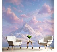 Carta da Parati Fotografica Montagne Innevate Da Sogno 150×105cm Non Tessuto Effetti 3D Murale, Moderno Nuvole Poster Decor da Parete Per Soggiorno Ufficio Camera dei Muro di Sfondo 150×105cm